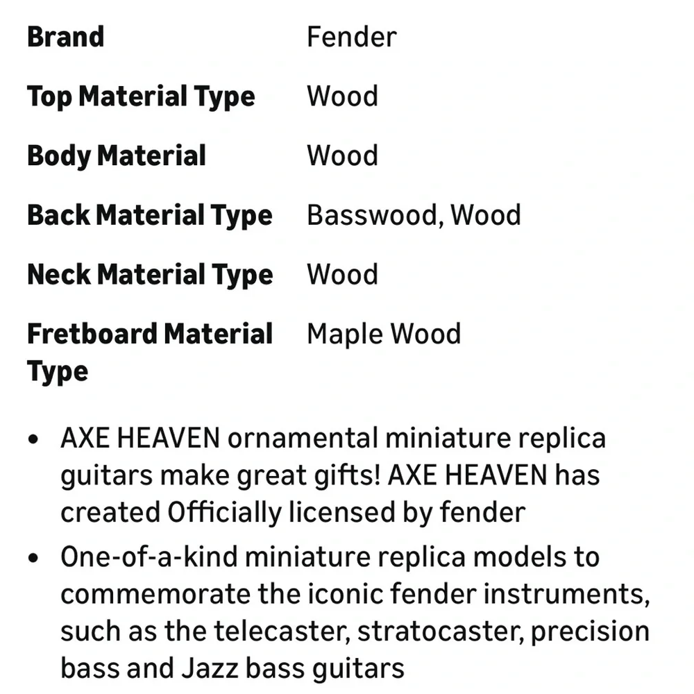 Fender Miniature Guitar with Sunburst and White Accents - Picture 3 of 4